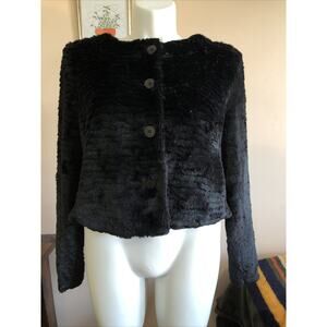 Torrid Jacket Cardigan Button Up Black Size 1 Plush Cheetah Interior Luxe Crop